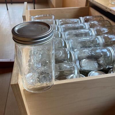 Unused Widemouth Quart sized Ball Canning jars with lids, lot of sixty (60)