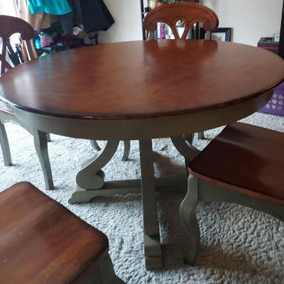 #9 Kitchen table 47Â½" x 30" with 4 chairs Solid Hardwood