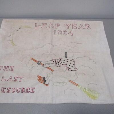 Leap Year 1904 Needlework Pillow Cover