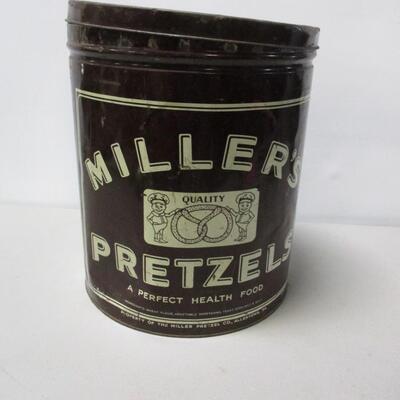 Miller's Pretzels Tin Container