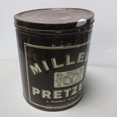 Miller's Pretzels Tin Container