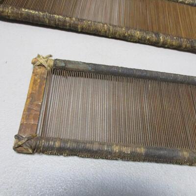 Rare 18th Century Looms with Tiny Hand Carved Slats