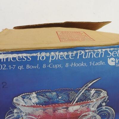 Princess 18 piece Punch Set, Indiana Glass, In Box, Complete