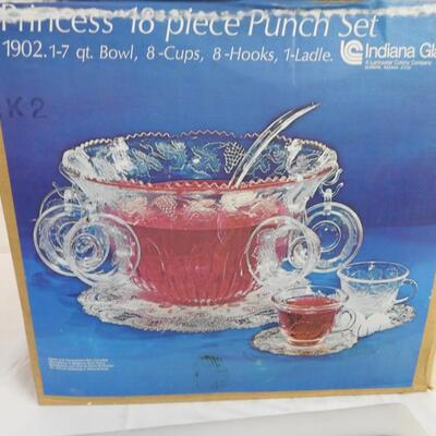 Princess 18 piece Punch Set, Indiana Glass, In Box, Complete