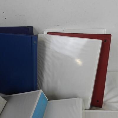 13 Binders, Assorted Sizes, Blue, Black, White