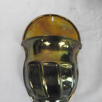 3 pc Brass Decor: Planter, Bowl, Wall Decor