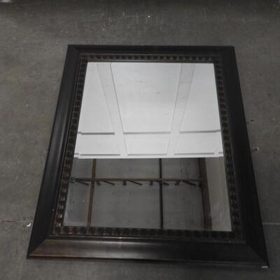 Large Wall Mirror, Brown Frame, 29" x 39"