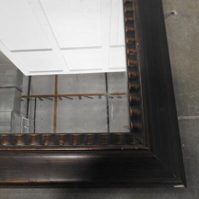 Large Wall Mirror, Brown Frame, 29" x 39"