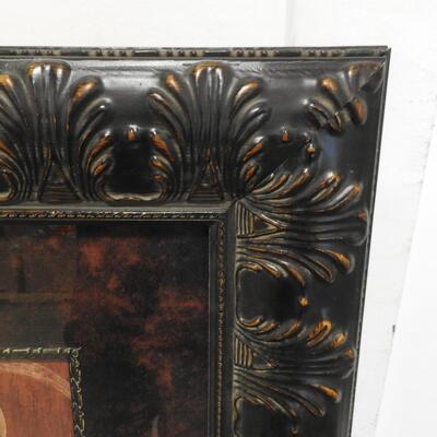 Large Framed Art Decor: 25" x 53", Brown and Red, Flowers, Art