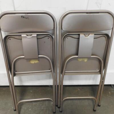 2 Brown Samsonite Folding Chairs, One Missing Its Padding