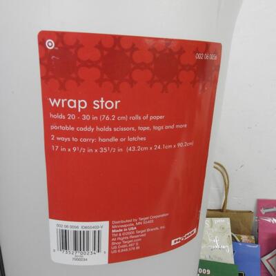 Assorted Wrapping Supplies, Wrapping Paper, Gift Bags, Wine Boxes, Wrap Storag