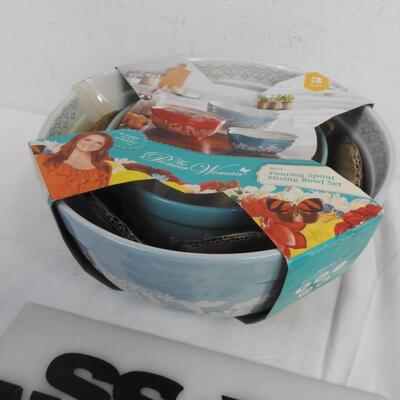 Pioneer Woman, Pouring Spout Mixing Bowl Set, Missing One Bowl, Only 2, New