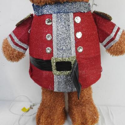 4 ft LED Soldier Teddy Bear Outdoor Christmas Decor, Works