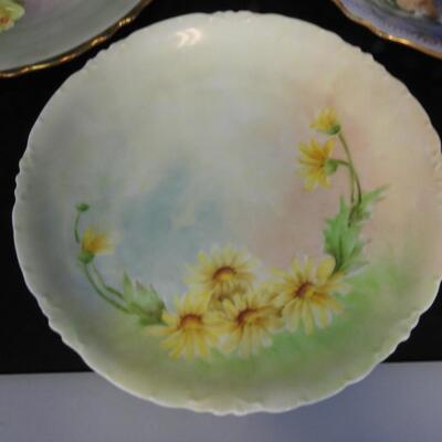 3 Hand Painted Floral Designs, Royal Australia, Gold Trim