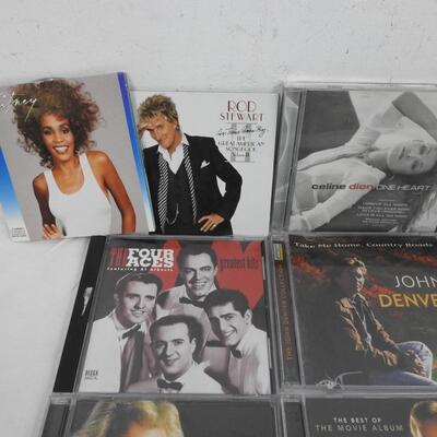 17 Music CDs, Whitney Houston, Neil Diamond, Kenny Rogers, Celine Dion