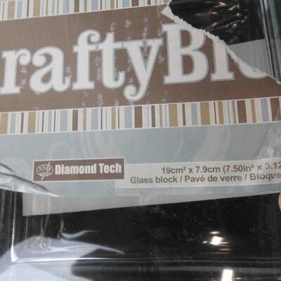 3 Glass Blocks, Craft 19 cm square, 7.9 cm, Hollow Inside