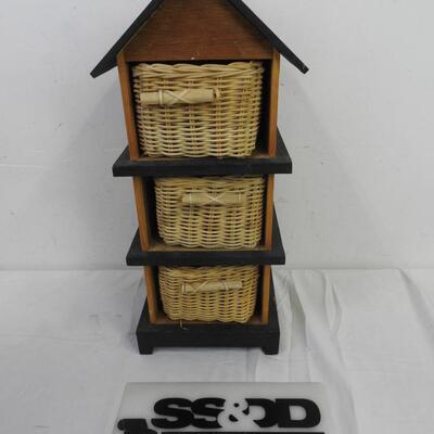 3 Tiered Basket Shelf, Green and Brown