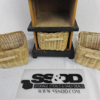 3 Tiered Basket Shelf, Green and Brown
