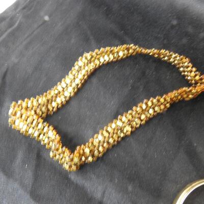 Costume Jewelry, Red and Gold Bracelets, 1 Bracelet with Diamonds