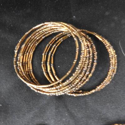 Costume Jewelry, Red and Gold Bracelets, 1 Bracelet with Diamonds