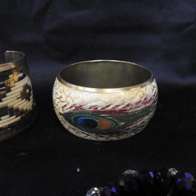 Costume Jewelry 9 Assorted Bracelets, Bead and Leather Designs