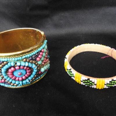 Costume Jewelry 9 Assorted Bracelets, Bead and Leather Designs