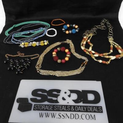 Costume Jewelry:  5 Bracelets, 6 Necklaces Assorted Colors