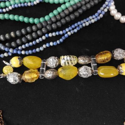 Costume Jewelry:  5 Bracelets, 6 Necklaces Assorted Colors
