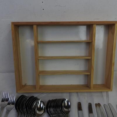 Lot of Flatware, Steak Knives, Flatware Holder