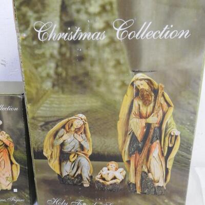 4 Wooden Carved Holy Family Scene Nativity, Christmas Collection, in Box