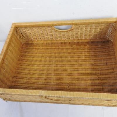 2 Wicker Brown Baskets, Square, Rectangle