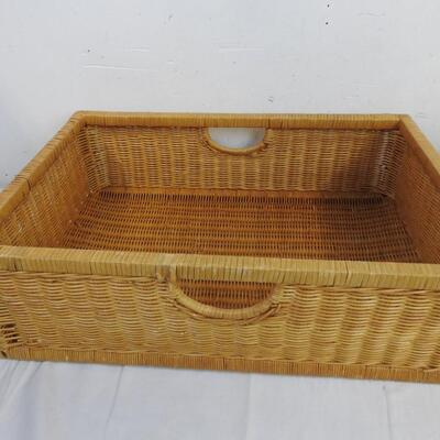 2 Wicker Brown Baskets, Square, Rectangle