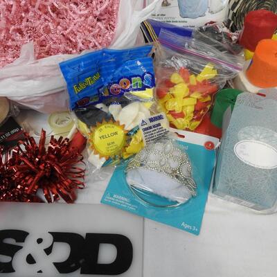 Party Supplies: Hexagon Floral Box, Table Covers, Streamers and RIbbon, etc.