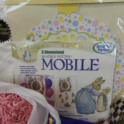 Party Supplies: Hexagon Floral Box, Table Covers, Streamers and RIbbon, etc.