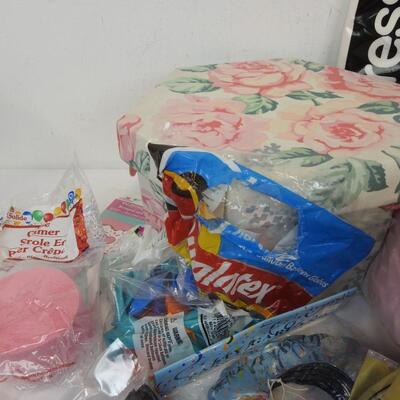 Party Supplies: Hexagon Floral Box, Table Covers, Streamers and RIbbon, etc.