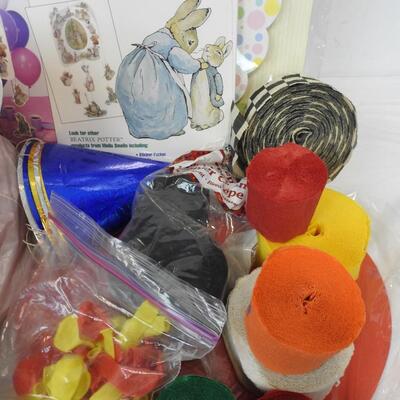 Party Supplies: Hexagon Floral Box, Table Covers, Streamers and RIbbon, etc.