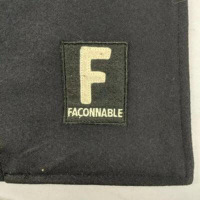 Faconnable Jeans Men's Navy Overcoat Size Large Wool Blend Double Breasted Lined