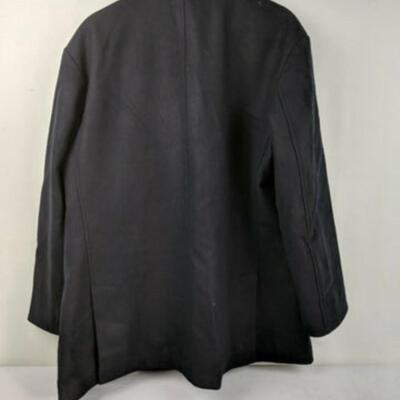 Faconnable Jeans Men's Navy Overcoat Size Large Wool Blend Double Breasted Lined