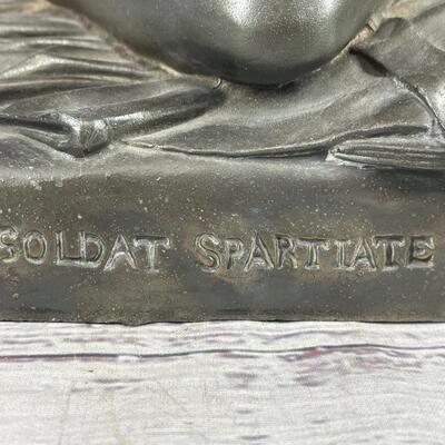 Vintage Spelter Metal Statue Soldat Spartiate after Jean-Pierre Cortot