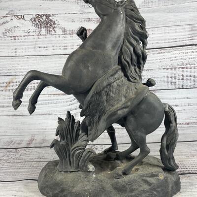 Vintage Marley Horse Spelter Metal Statue Man Holding a Horse Metal