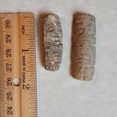 Lot 42: (2) Pre-Columbian Carved Effigy Buttons