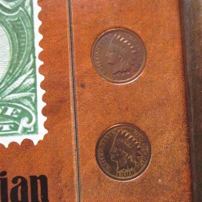"The American Indian " Indian Head Cents - 8 Coins & 4 Stamps Framed