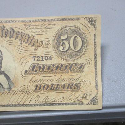 Confederate States Of America Fifty Dollars 50 - Richmond 1864