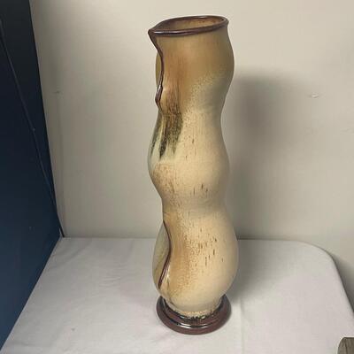 Signed Tall Unique Stoneware Vase (BO-G)