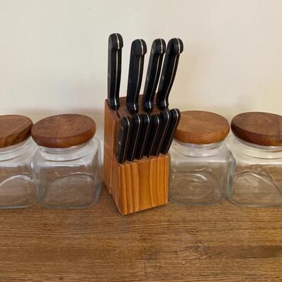 Knife Set with Vintage Canisters
