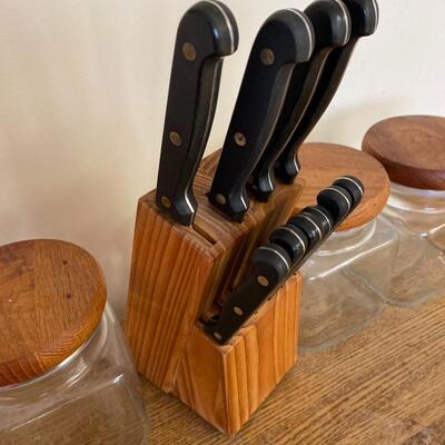 Knife Set with Vintage Canisters