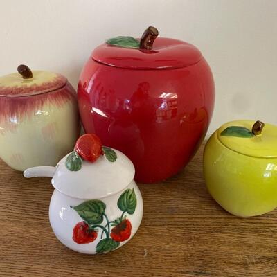 Apple Canisters, Strawberry Jelly Jar and Decorative Plates