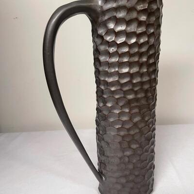 Signed, Hand Carved Pottery Tall Pitcher(BO-RG)