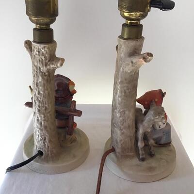 Pr Hummel Table Lamps â€œShe Loves Me She Loves Me Notâ€ #227 And â€œGood Friendsâ€ ORIGINAL SHADES INCLUDED