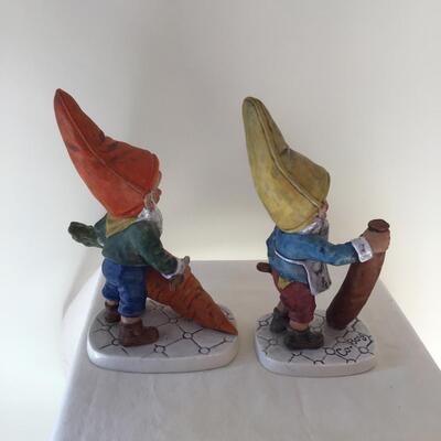 GOEBEL W. Germany Gnome Figurines Co-Boy Figurine Robby The Vegetarian Gnome and The Sausage Maker